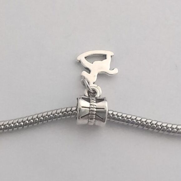 Silver Rocking Horse Dangle Charm for Pandora Style Bracelet - Picture 4 of 4